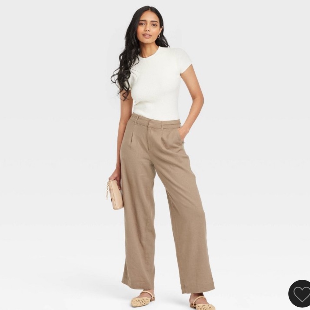 a new day Tan Linen Trousers
